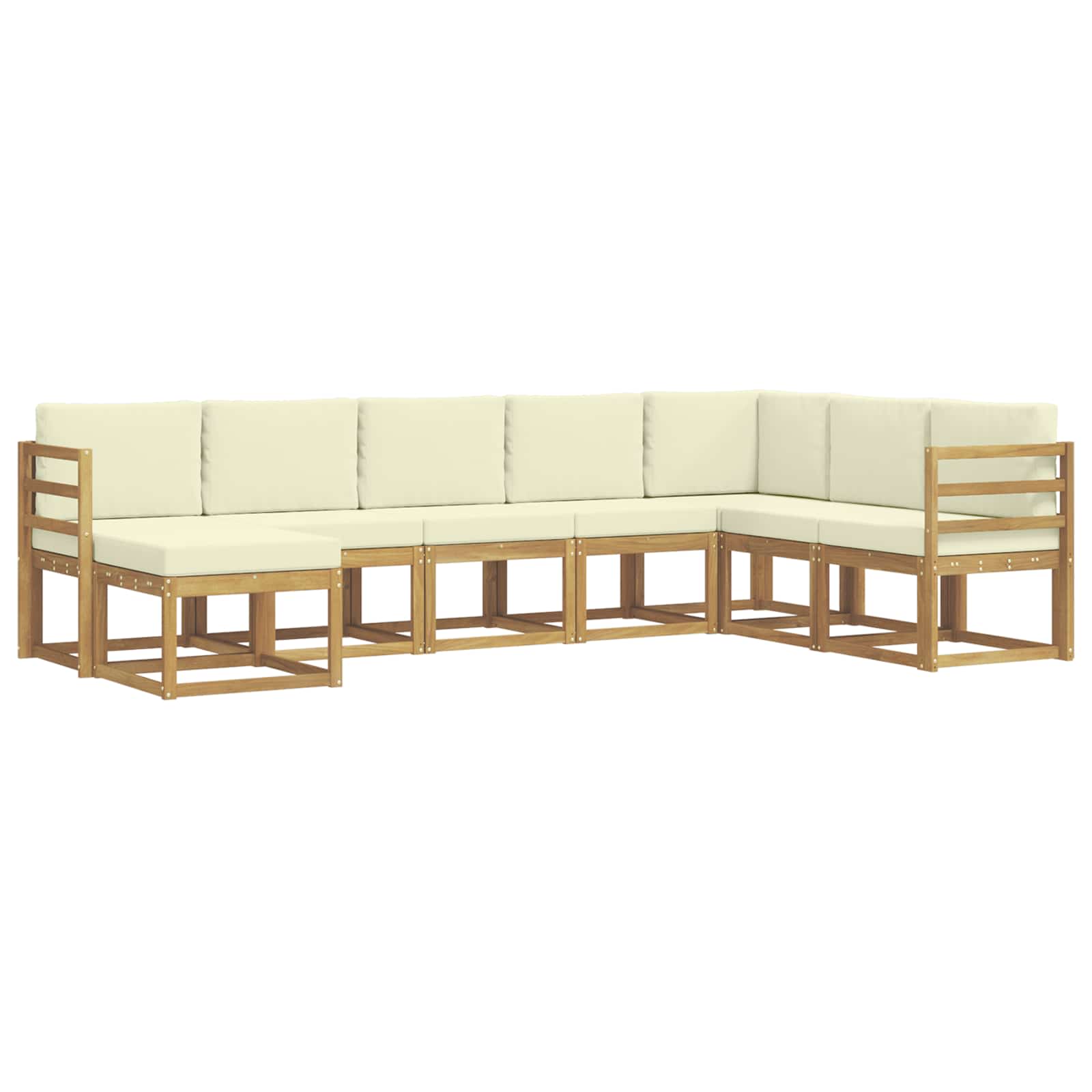 Σειρά Καναπέ Εξωτερικού με μαξιλάρι 8 pcs Λευκό και Κρεμ - Pakobazaar