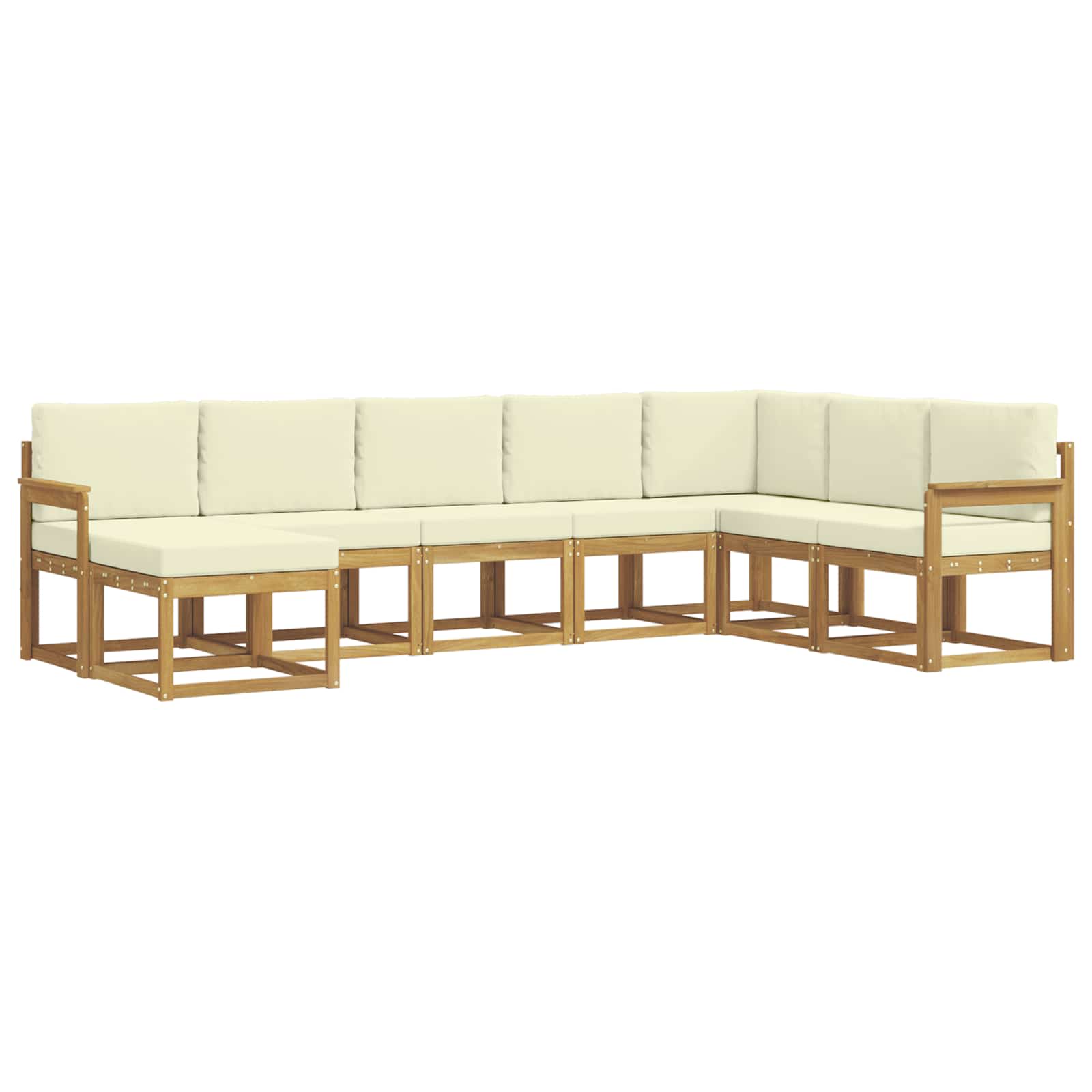 Σειρά Καναπέ Εξωτερικού με μαξιλάρι 8 pcs Λευκό και Κρεμ - Pakobazaar