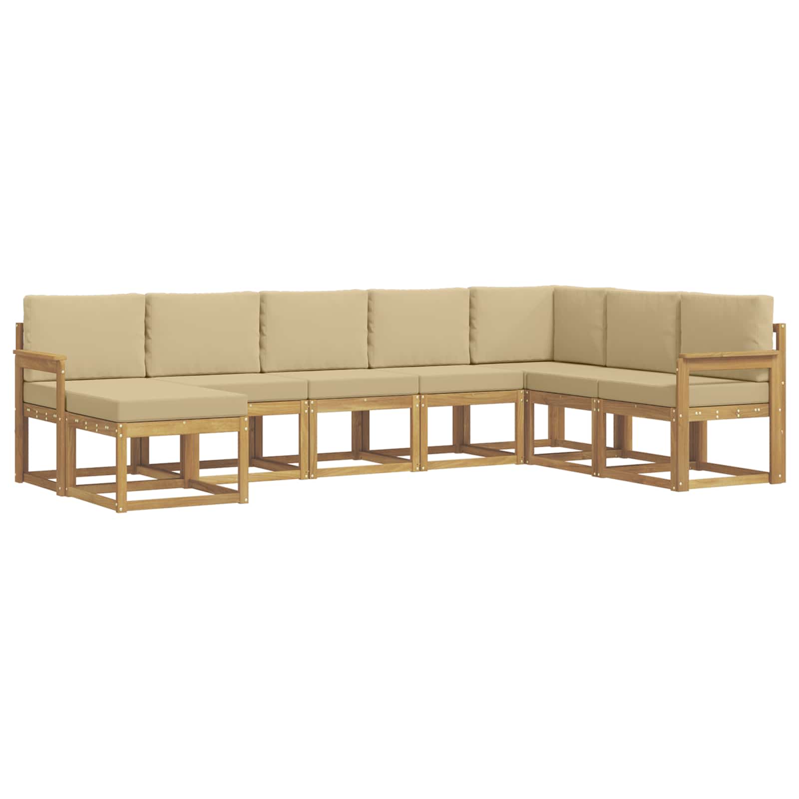 Σειρά Καναπέ Εξωτερικού με μαξιλάρι 8 pcs Λευκό και Μπεζ - Pakobazaar