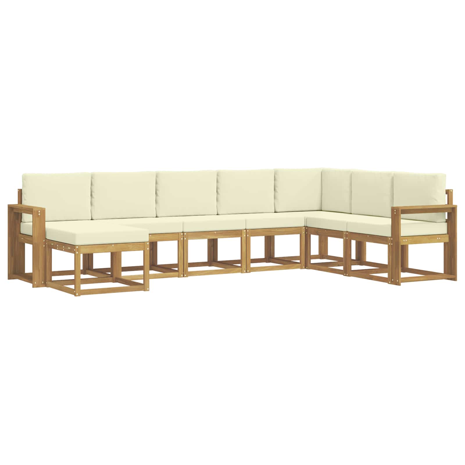 Σειρά Καναπέ Εξωτερικού με μαξιλάρι 8 pcs Λευκό και Κρεμ - Pakobazaar