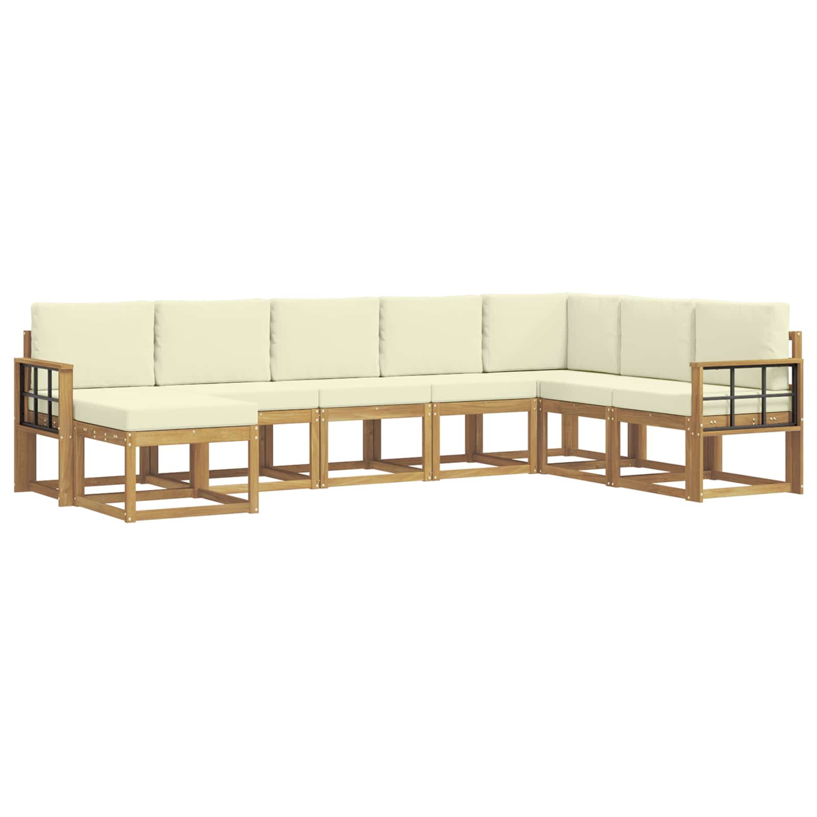Σειρά Καναπέ Εξωτερικού με μαξιλάρι 8 pcs Λευκό και Κρεμ - Pakobazaar