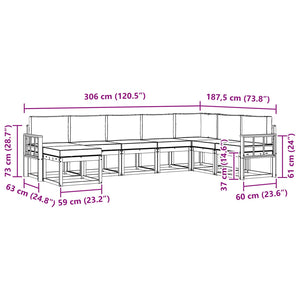 Σειρά Καναπέ Εξωτερικού με μαξιλάρι 8 pcs Λευκό και Μπεζ - Pakobazaar