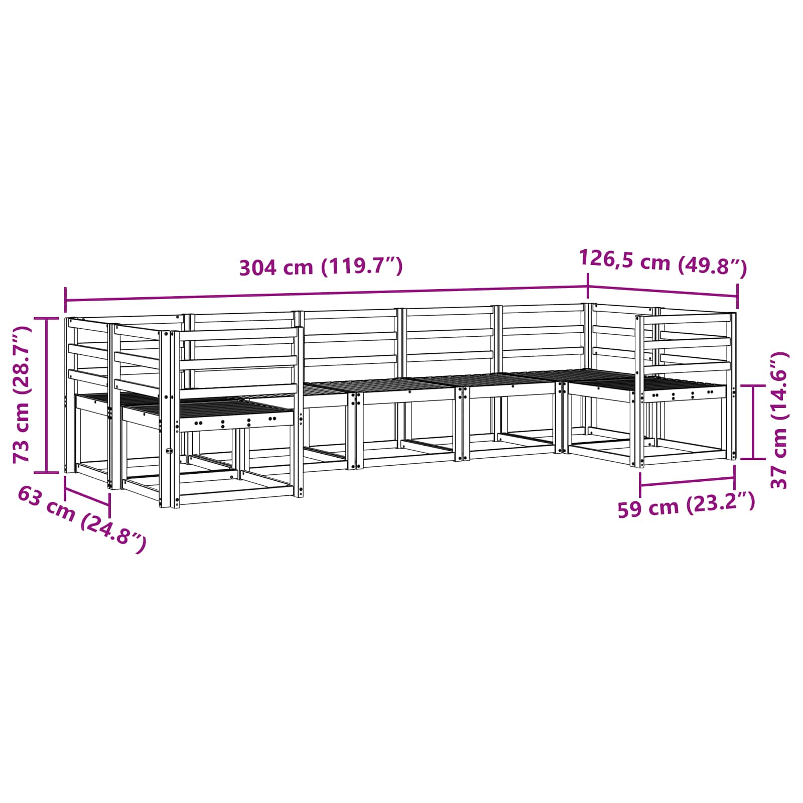 Σειρά Καναπέ Εξωτερικού 7 pcs Λευκό Στερεό Ξύλο Ακακίας
