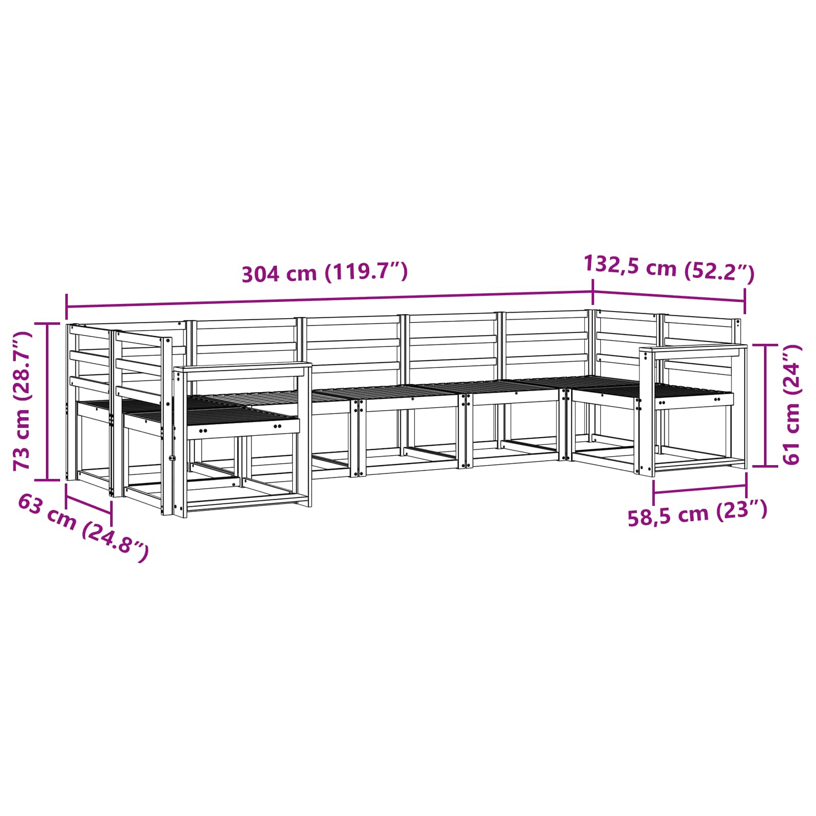 Σειρά Καναπέ Εξωτερικού 7 pcs Λευκό Στερεό Ξύλο Ακακίας