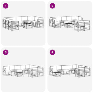 Σειρά Καναπέ Εξωτερικού 10 pcs Λευκό και Κρεμ 59 x 59 x 37 εκ - Pakobazaar