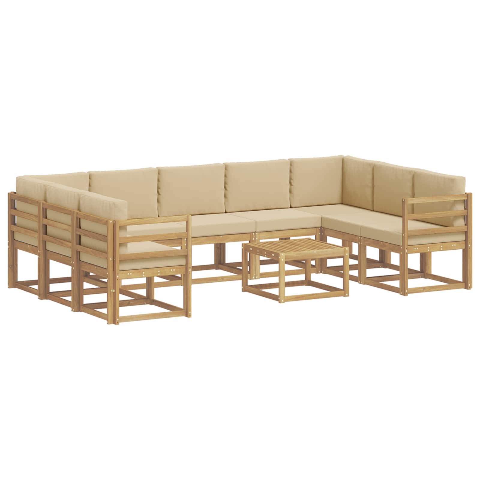 Σειρά Καναπέ Εξωτερικού 10 pcs Λευκό και Μπεζ 59 x 59 x 37 εκ - Pakobazaar