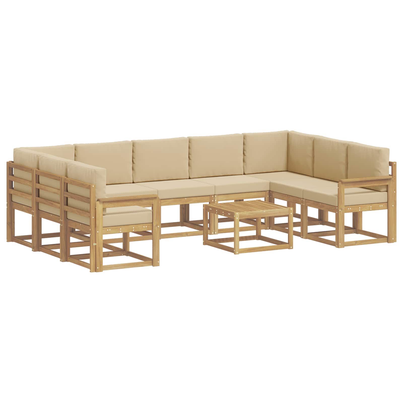 Σειρά Καναπέ Εξωτερικού 10 pcs Λευκό και Μπεζ 59 x 59 x 37 εκ - Pakobazaar