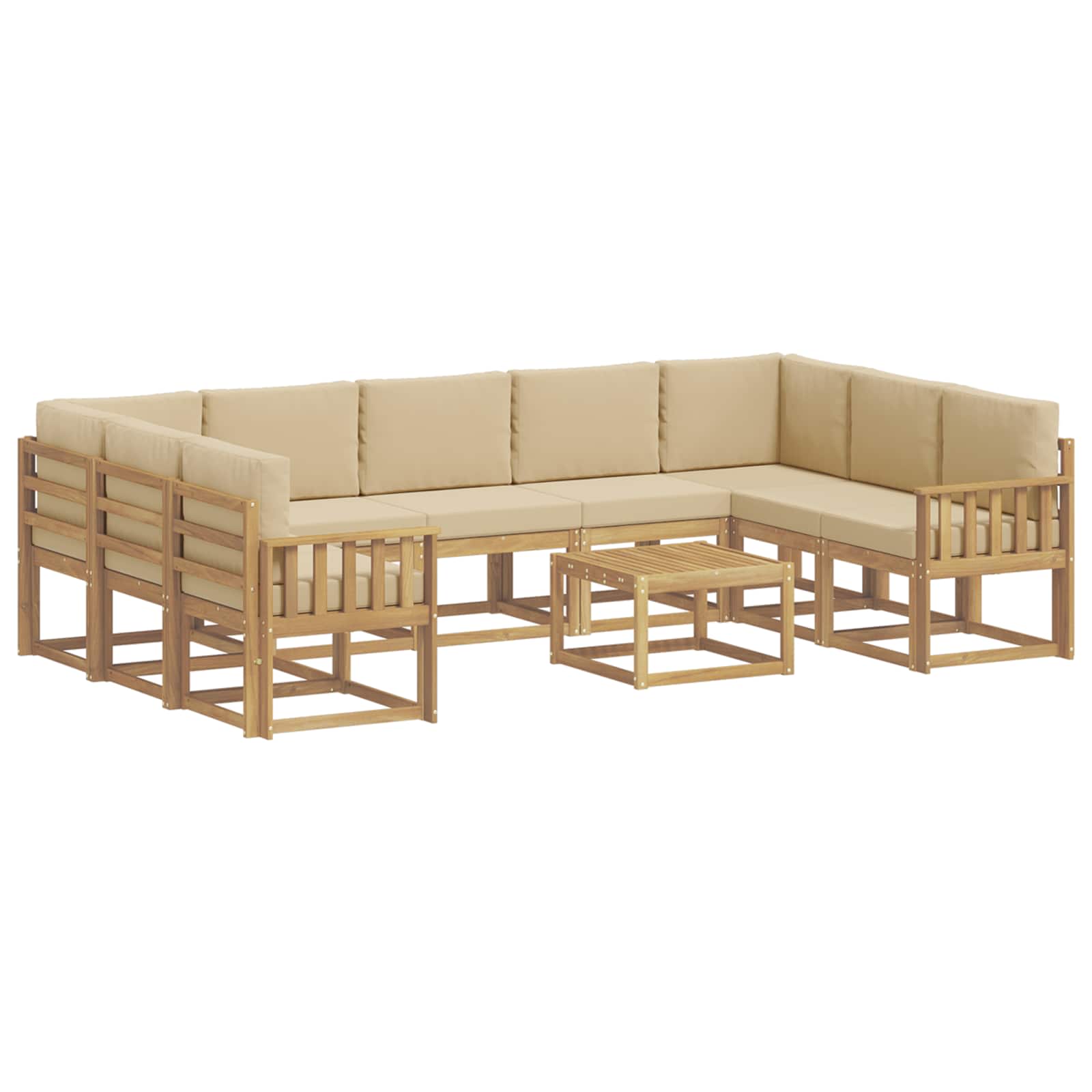 Σειρά Καναπέ Εξωτερικού 10 pcs Λευκό και Μπεζ 59 x 59 x 37 εκ - Pakobazaar
