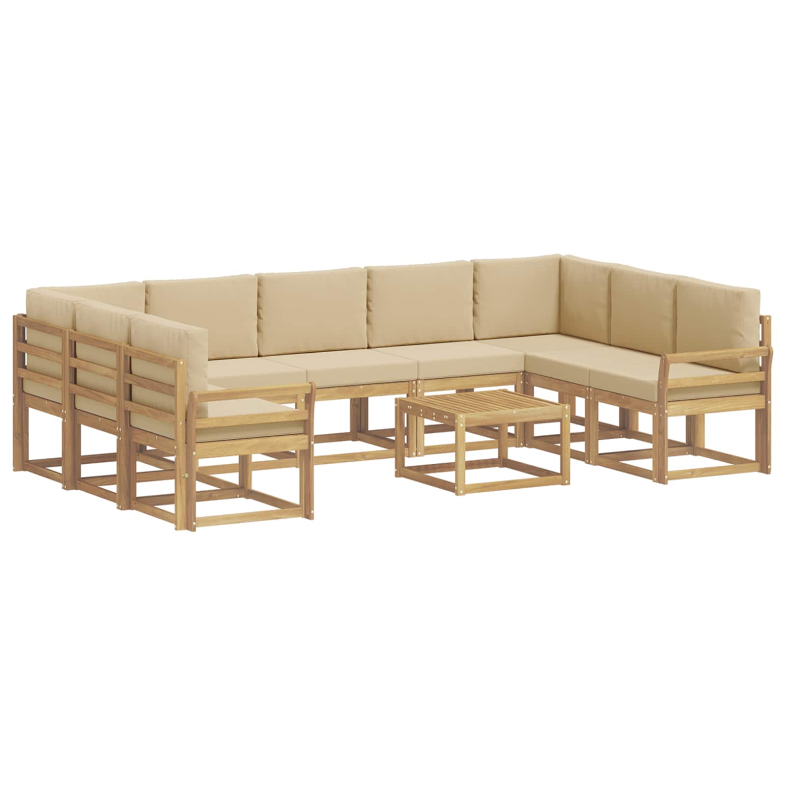 Σειρά Καναπέ Εξωτερικού 10 pcs Λευκό και Μπεζ 59 x 59 x 37 εκ - Pakobazaar