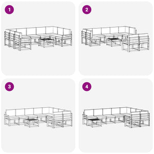 Σειρά Καναπέ Εξωτερικού 10 pcs Λευκό και Μπεζ 59 x 59 x 37 εκ - Pakobazaar