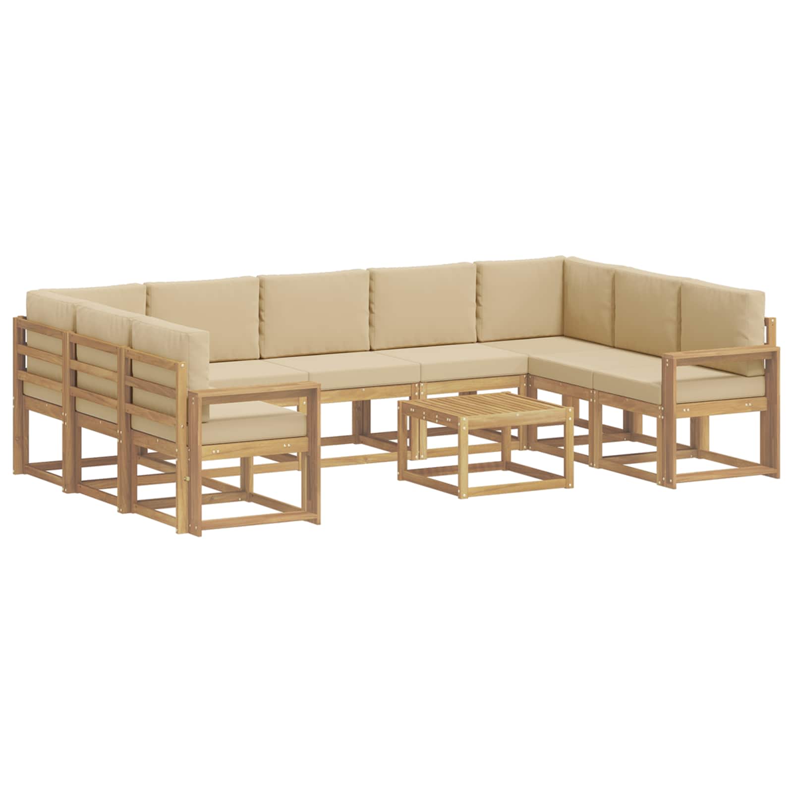 Σειρά Καναπέ Εξωτερικού 10 pcs Λευκό και Μπεζ 59 x 59 x 37 εκ - Pakobazaar