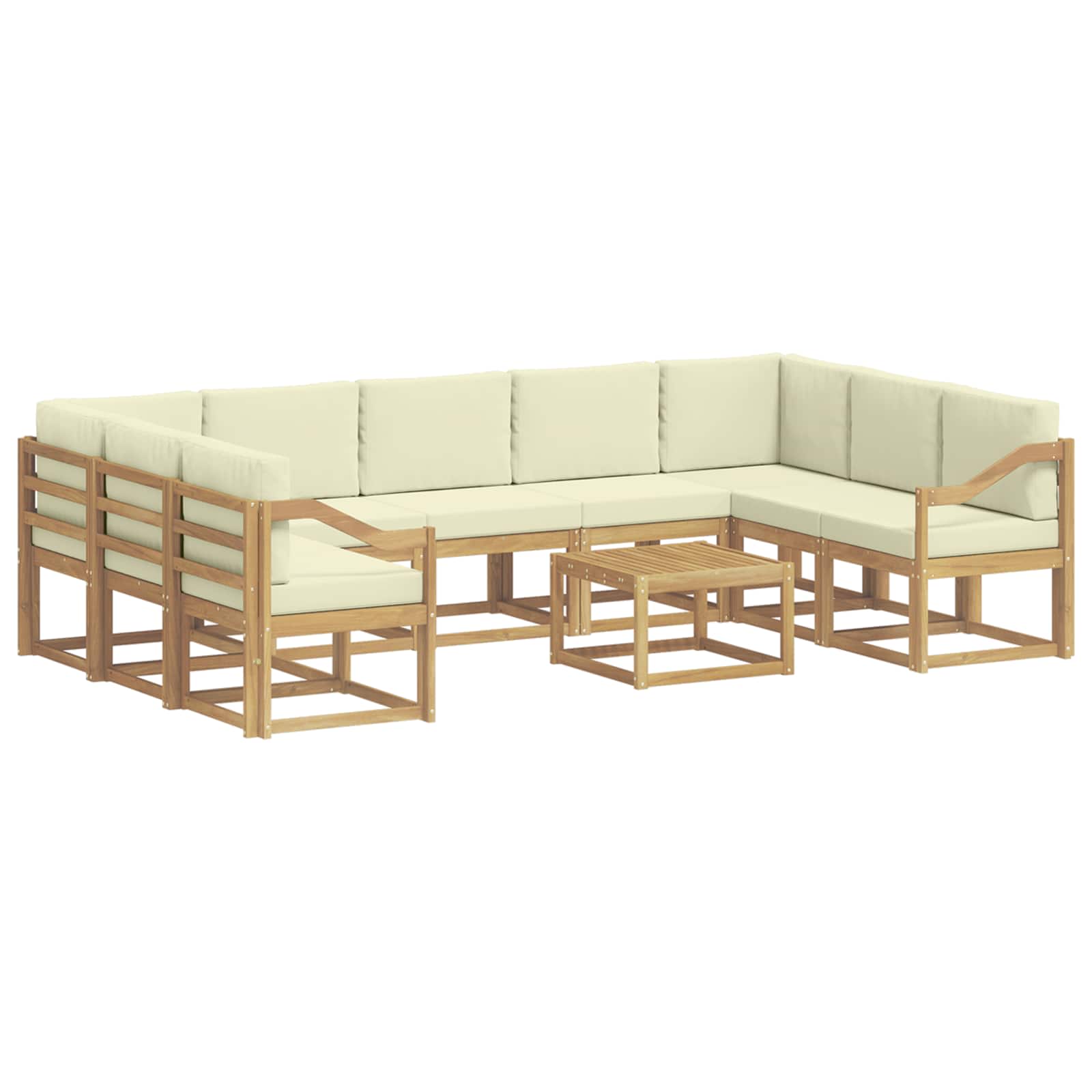 Σειρά Καναπέ Εξωτερικού 10 pcs Λευκό και Κρεμ 59 x 59 x 37 εκ - Pakobazaar
