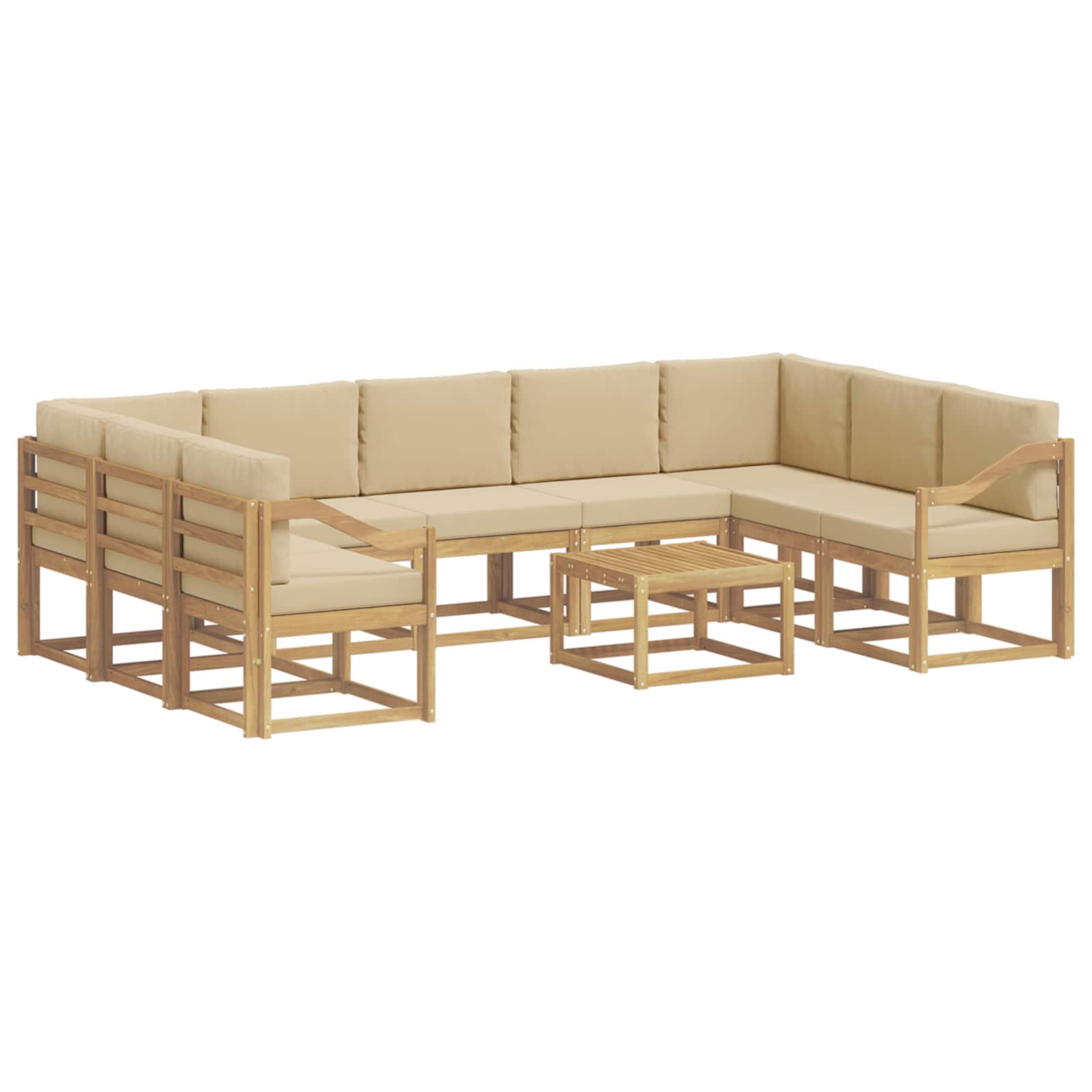 Σειρά Καναπέ Εξωτερικού 10 pcs Λευκό και Μπεζ 59 x 59 x 37 εκ - Pakobazaar