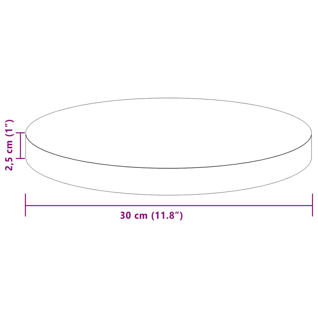 Καπάκι τραπεζιού Ανοιχτό καφέ Ø 30 x 2,5 cm Στερεό Ξύλο Δρυός