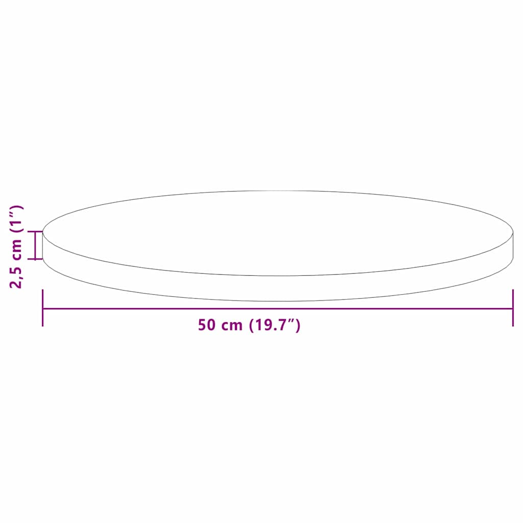 Καπάκι τραπεζιού Ανοιχτό καφέ Ø 50 x 2,5 cm Στερεό Ξύλο Δρυός