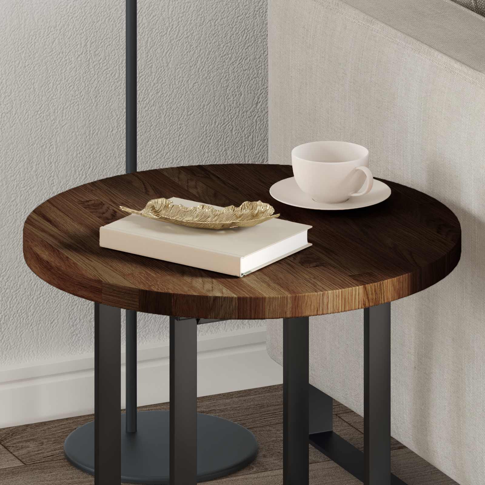 Καπάκι τραπεζιού Σκούρο Καφέ Ø 50 x 2,5 cm Στερεό Ξύλο Δρυός