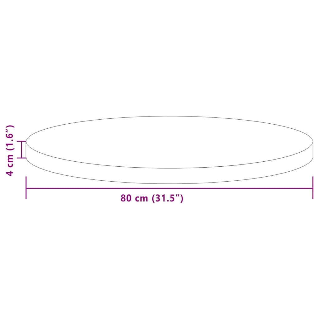 Καπάκι τραπεζιού Σκούρο Καφέ Ø 80 x 4 cm Στερεό Ξύλο Δρυός