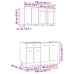 Σετ ντουλαπιών κουζίνας με συρτάρι Lyon 4 pcs Καπνιστό Δρύς - Pakobazaar