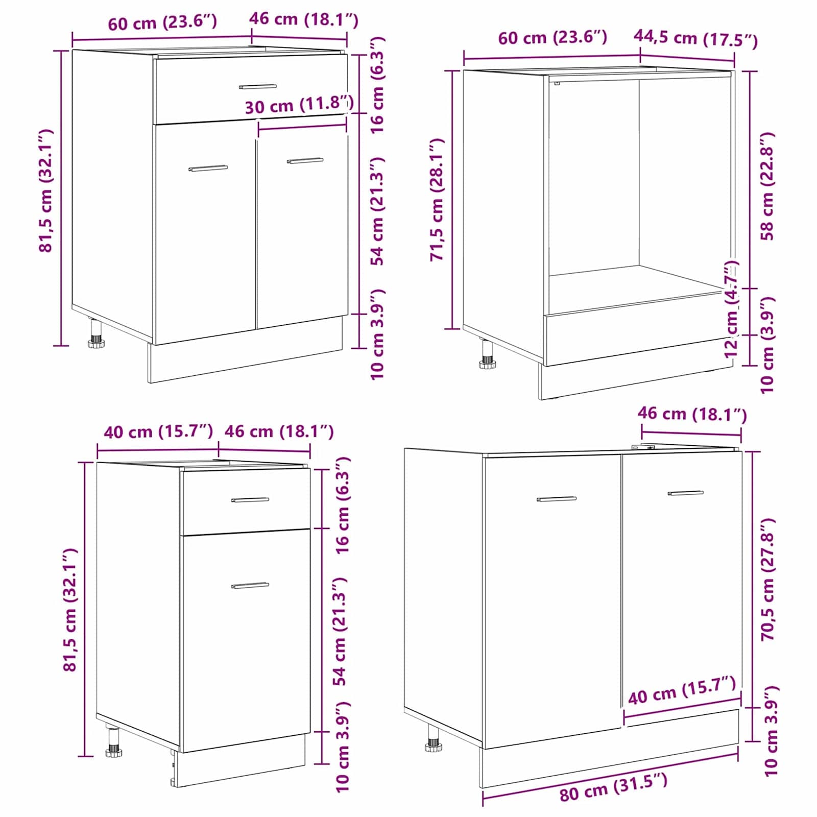 Σετ Ντουλάπια Κουζίνας με συρτάρι Lyon 8 pcs Καπνιστή δρυς