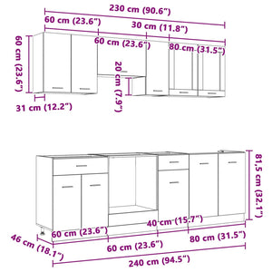 Μονάδα κουζίνας Lyon 8 τμχ. Καπνιστή δρυς Επεξεργασμένο Ξύλο
