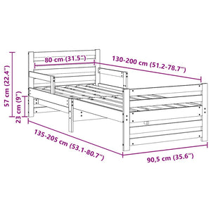 Σκελετός Κρεβατιού Λευκό 80 x 200 cm Επεξεργασμένο Ξύλο