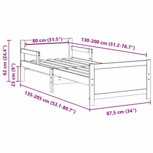 Σκελετός Κρεβατιού Λευκό 80 x 200 cm Επεξεργασμένο Ξύλο