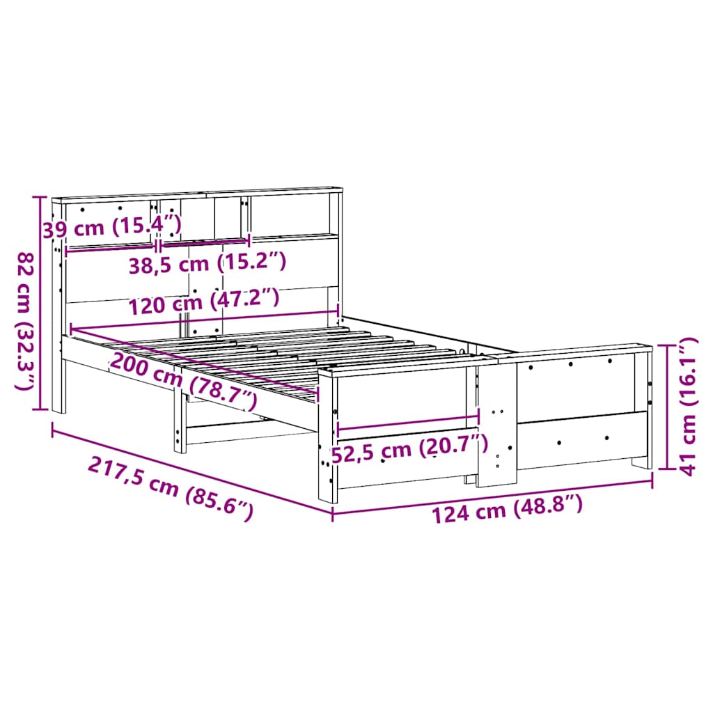 Σκελετός Κρεβατιού Κερωτό καφέ 120 x 200 cm Επεξεργασμένο ξύλο