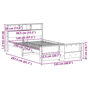 Σκελετός Κρεβατιού με ράφι Λευκό 120 x 190 cm Στερεό πεύκο