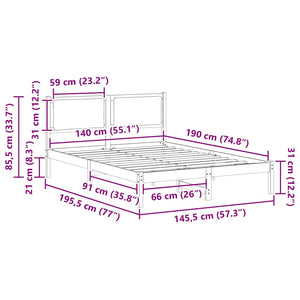 Σκελετός Κρεβατιού Μαύρο 140 x 190 cm Στερεά ξυλεία πεύκου