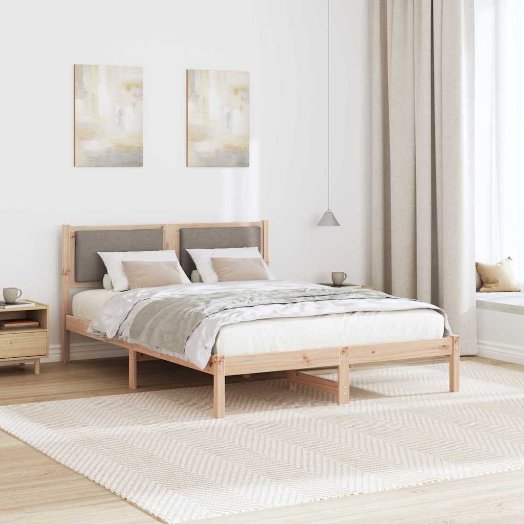 Σκελετός Κρεβατιού Taupe 135 x 190 cm Στερεά ξυλεία πεύκου