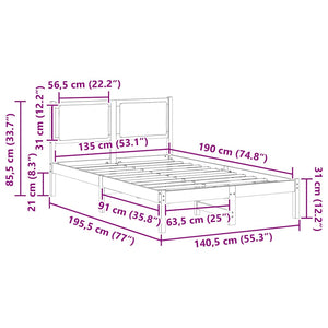 Σκελετός Κρεβατιού Taupe 135 x 190 cm Στερεά ξυλεία πεύκου