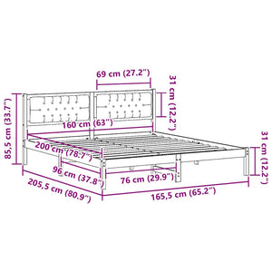 Σκελετός Κρεβατιού Taupe 160 x 200 cm Στερεά ξυλεία πεύκου