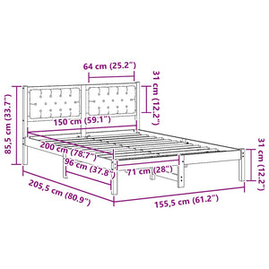 Σκελετός Κρεβατιού Μαύρο 150 x 200 cm Στερεά ξυλεία πεύκου