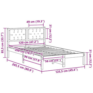 Σκελετός Κρεβατιού Μαύρο 120 x 200 cm Στερεά ξυλεία πεύκου