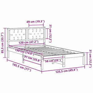 Σκελετός Κρεβατιού Μαύρο 120 x 190 cm Στερεά ξυλεία πεύκου