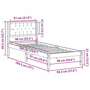 Σκελετός Κρεβατιού Taupe 90 x 190 cm Στερεά ξυλεία πεύκου