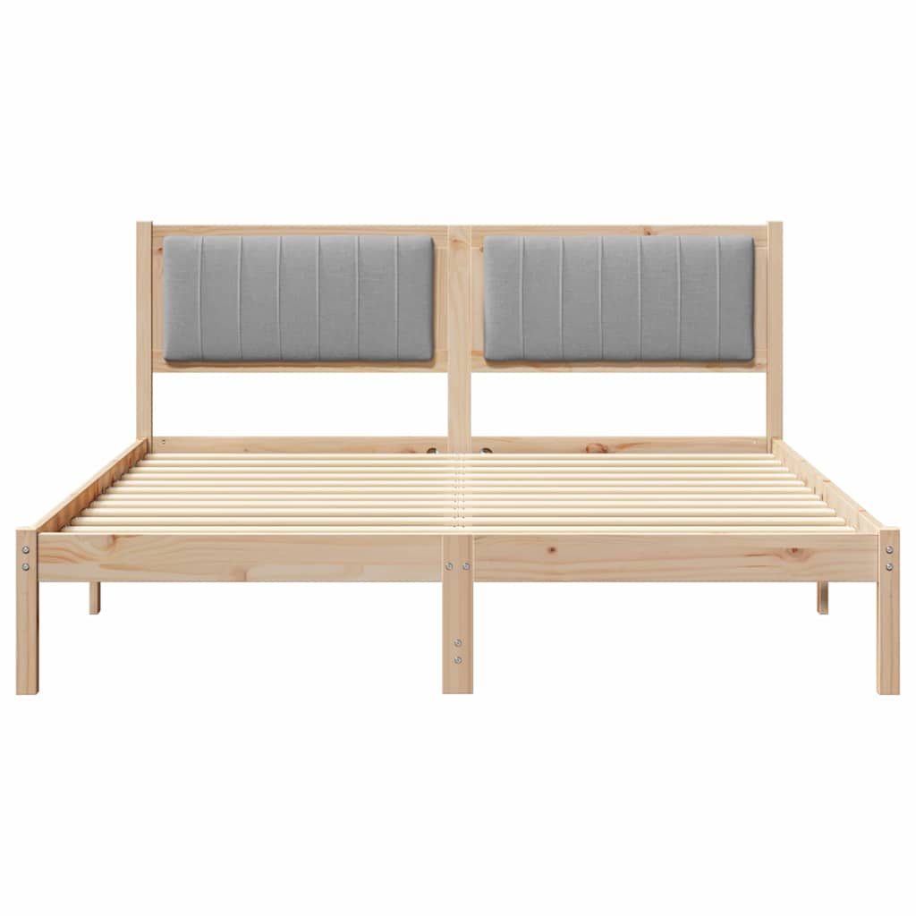 Σκελετός Κρεβατιού με Επενδεδυμένο Κεφαλάρι Ανοιχτό γκρι