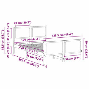 Σκελετός Κρεβατιού με κεφαλάρι Μαύρο 120 x 200 cm ύφασμα