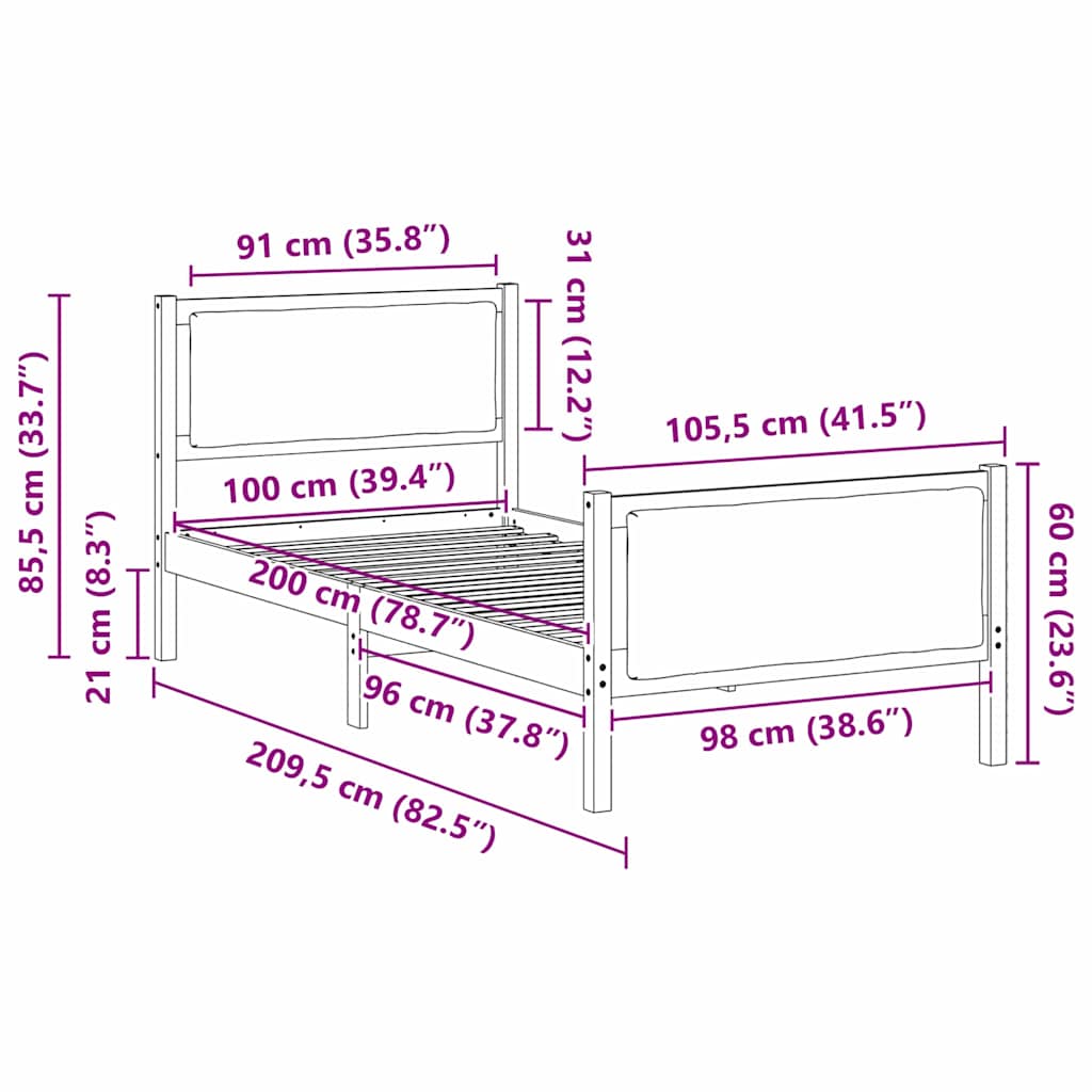 Σκελετός Κρεβατιού με κεφαλάρι Μαύρο 100 x 200 cm ύφασμα