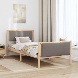 Σκελετός Κρεβατιού με κεφαλάρι Taupe 90 x 200 cm ύφασμα