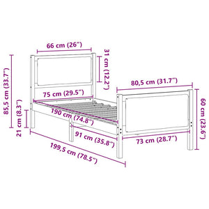Σκελετός Κρεβατιού με κεφαλάρι Taupe 75 x 190 cm ύφασμα