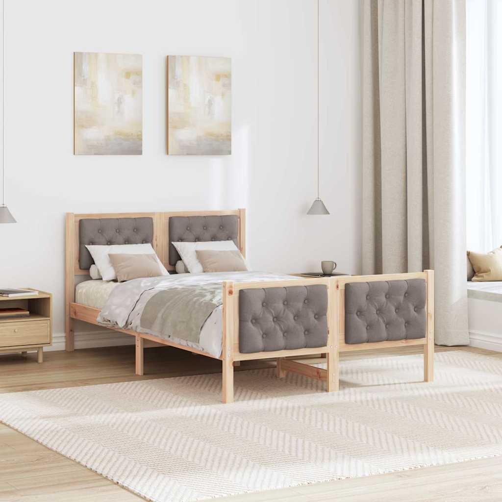 Σκελετός Κρεβατιού Taupe 135 x 190 cm Στερεά ξυλεία πεύκου