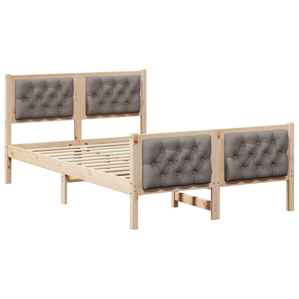Σκελετός Κρεβατιού Taupe 135 x 190 cm Στερεά ξυλεία πεύκου