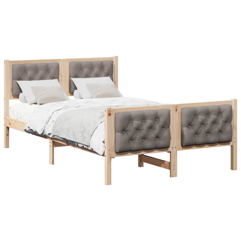 Σκελετός Κρεβατιού Taupe 135 x 190 cm Στερεά ξυλεία πεύκου