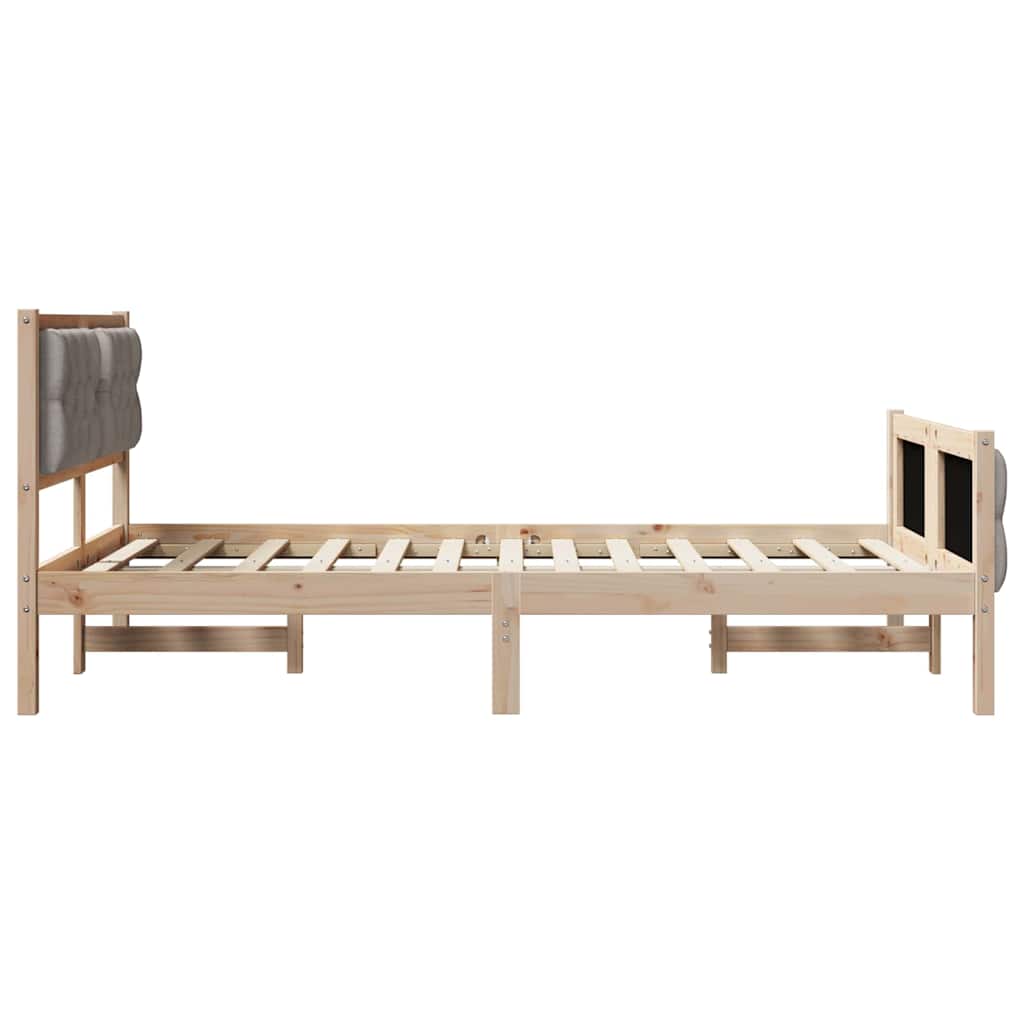 Σκελετός Κρεβατιού Taupe 135 x 190 cm Στερεά ξυλεία πεύκου