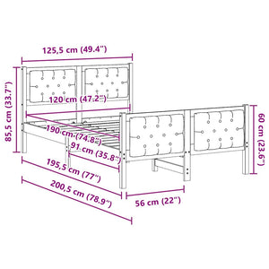 Σκελετός Κρεβατιού Μαύρο 120 x 190 cm Στερεά ξυλεία πεύκου