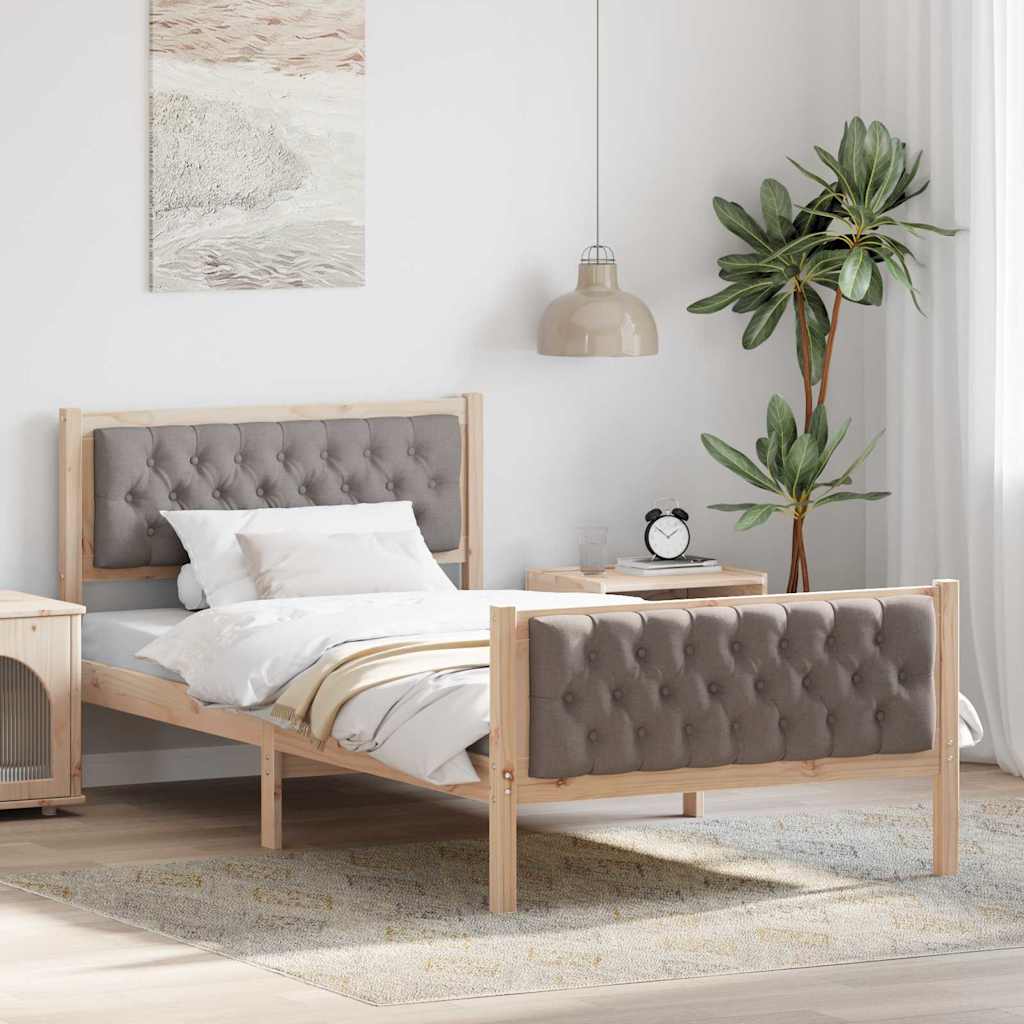Σκελετός Κρεβατιού Taupe 100 x 200 cm Στερεά ξυλεία πεύκου