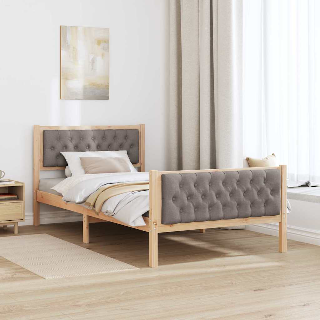 Σκελετός Κρεβατιού Taupe 100 x 200 cm Στερεά ξυλεία πεύκου