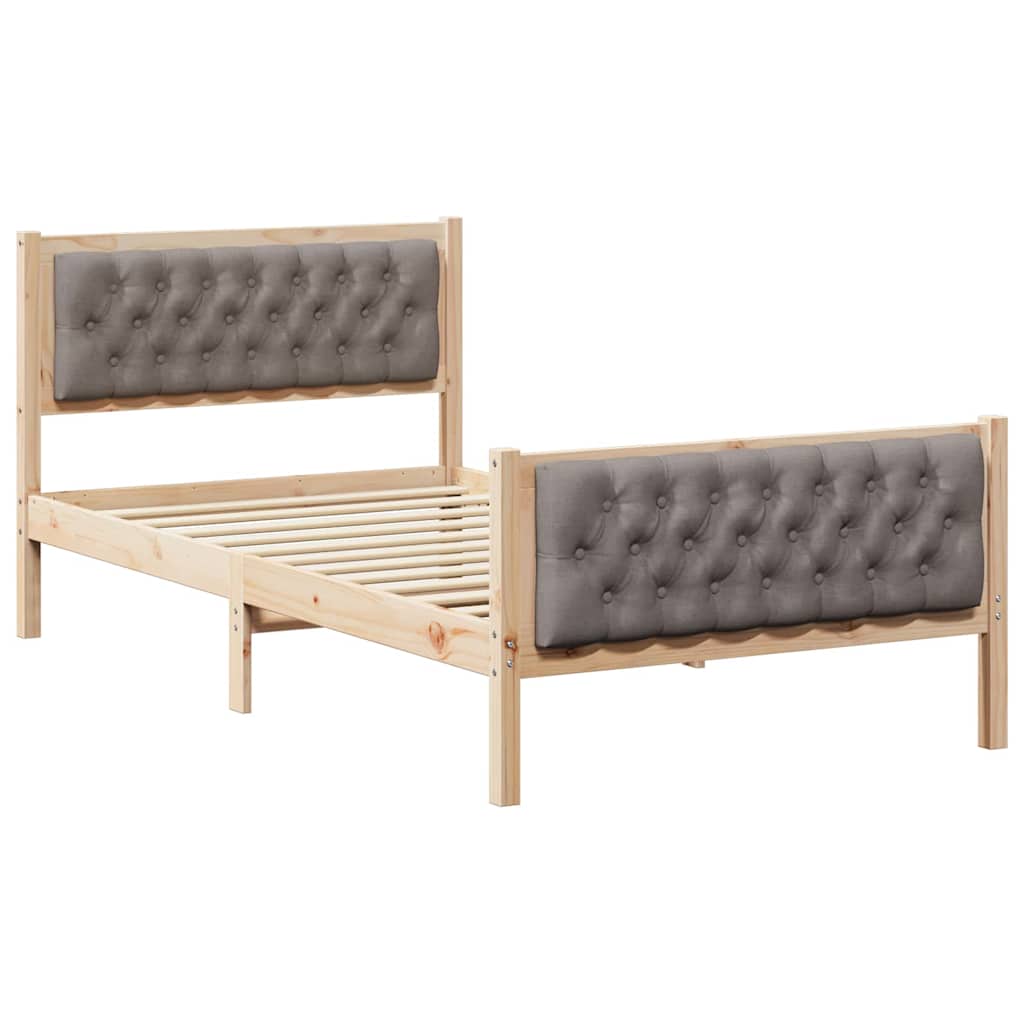 Σκελετός Κρεβατιού Taupe 100 x 200 cm Στερεά ξυλεία πεύκου
