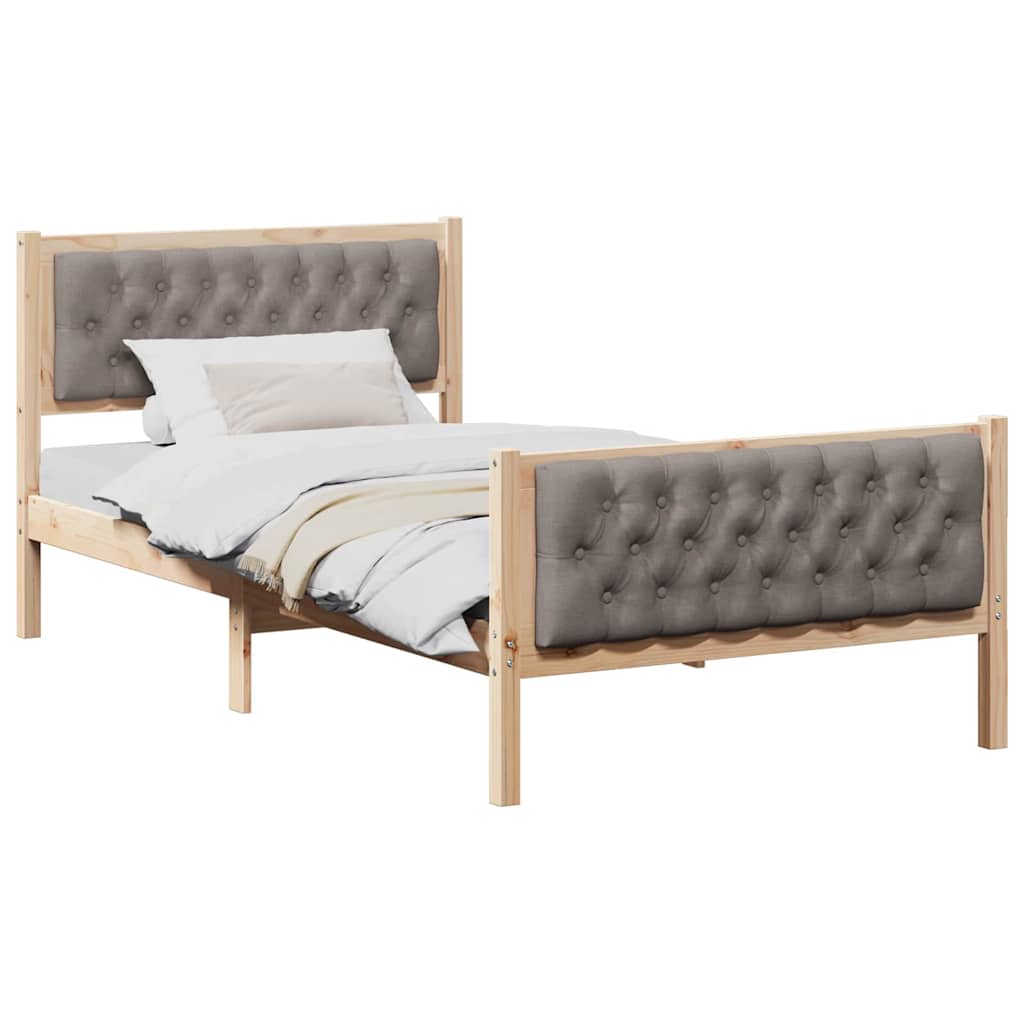 Σκελετός Κρεβατιού Taupe 100 x 200 cm Στερεά ξυλεία πεύκου